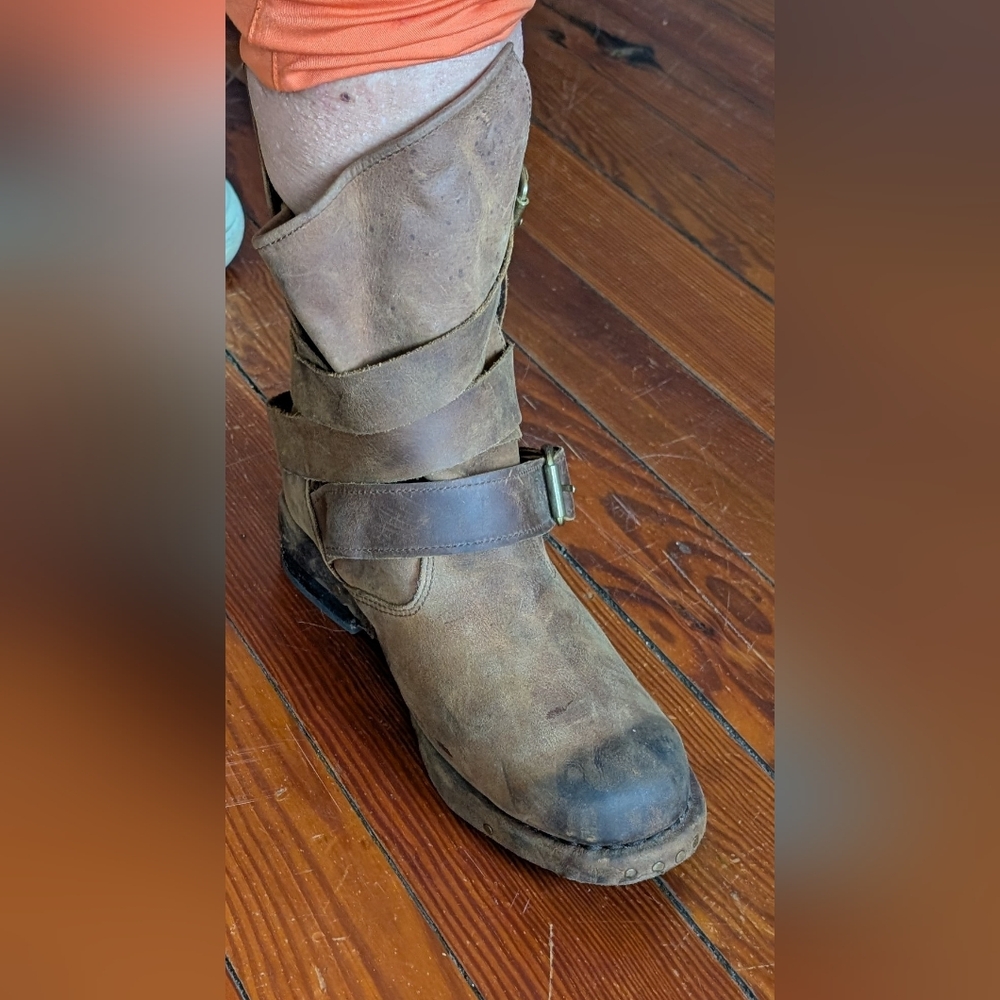 Jeffrey Campbell Free People Brit Intentionally Distressed Brown Leather Boots 9 - Picture 10 of 12